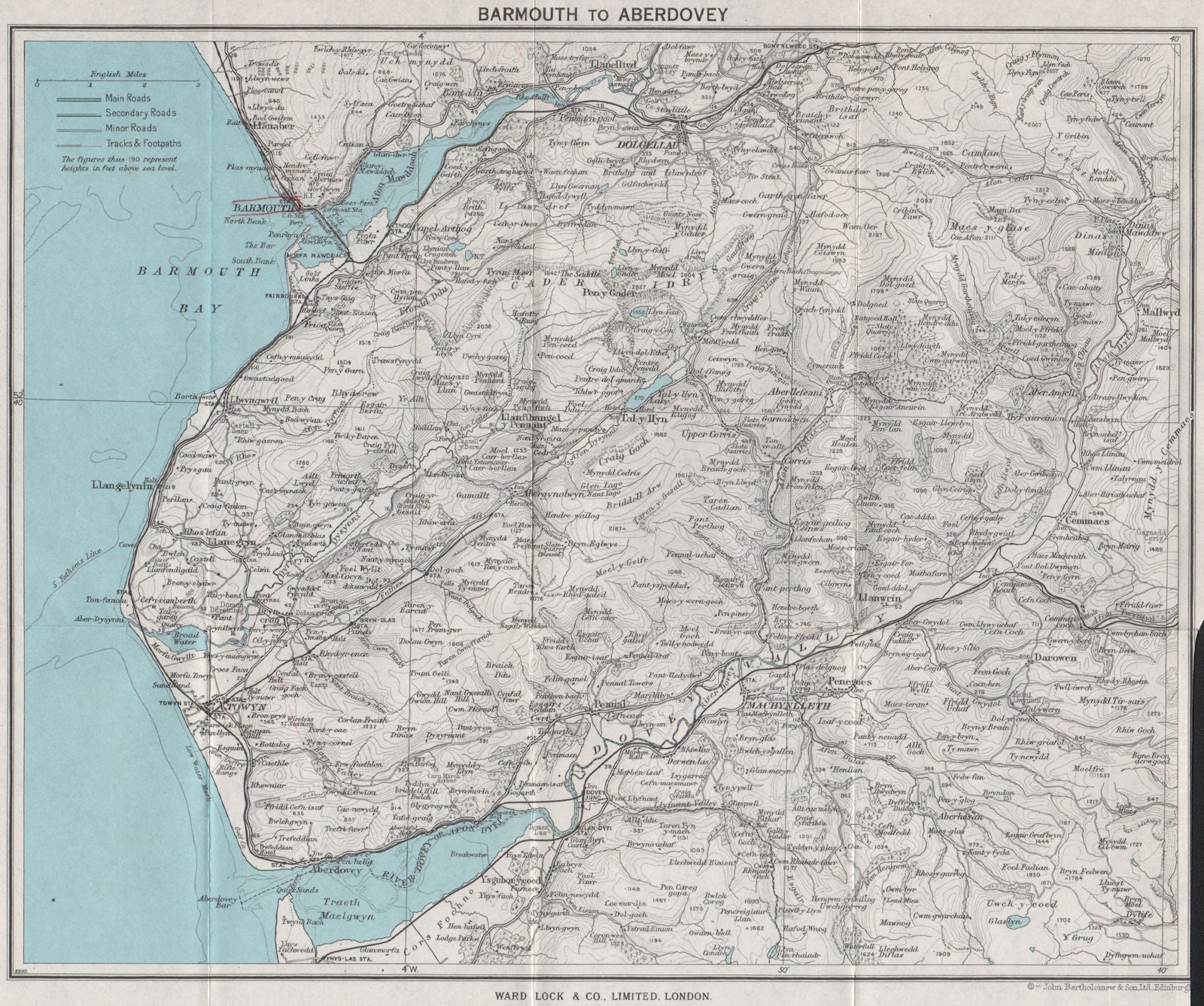 SOUTH SNOWDONIA. Cader Idris. Barmouth Dolgellau Aberdovey. WARD LOCK 1964 map